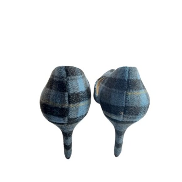 Ann Taylor Womens Azra Pump Heels Blue Combo Plaid Pointed Toe 8M - Picture 5 of 6